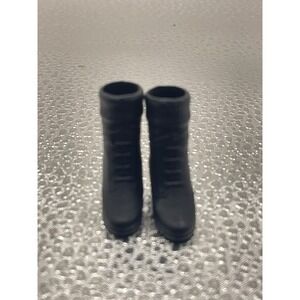 BARBIE SHOES HIKING BOOTS BLACK PLASTIC SOCKS FASHION‎ STYLE CUTE DOLL SHOES 10
